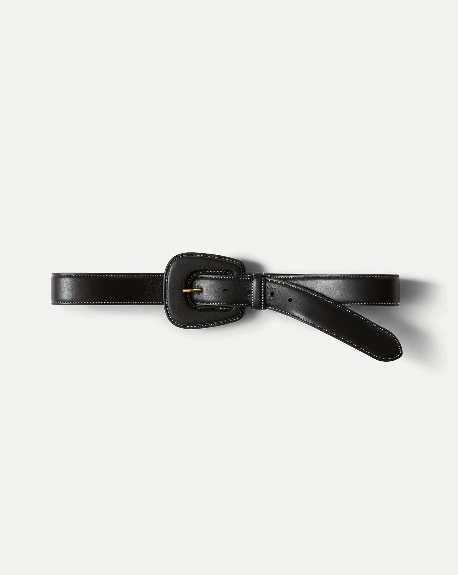 Veronica Beard Elsy Leather-Buckle Belt - Black