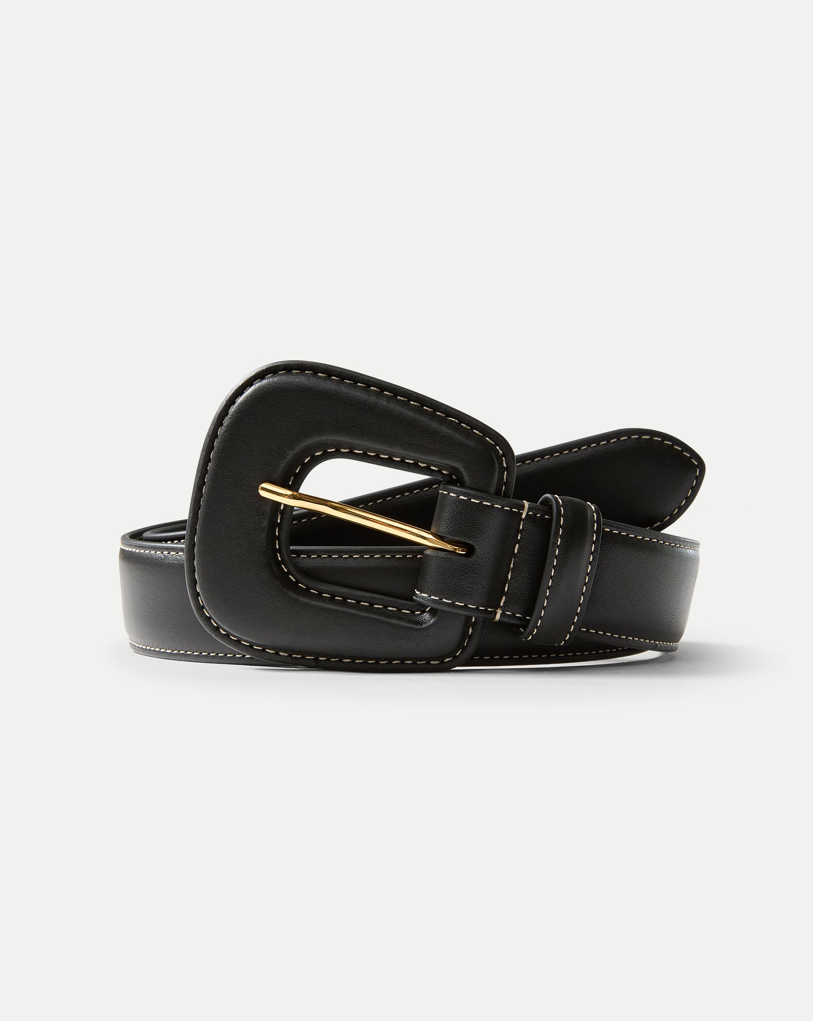 Veronica Beard Elsy Leather-Buckle Belt - Black