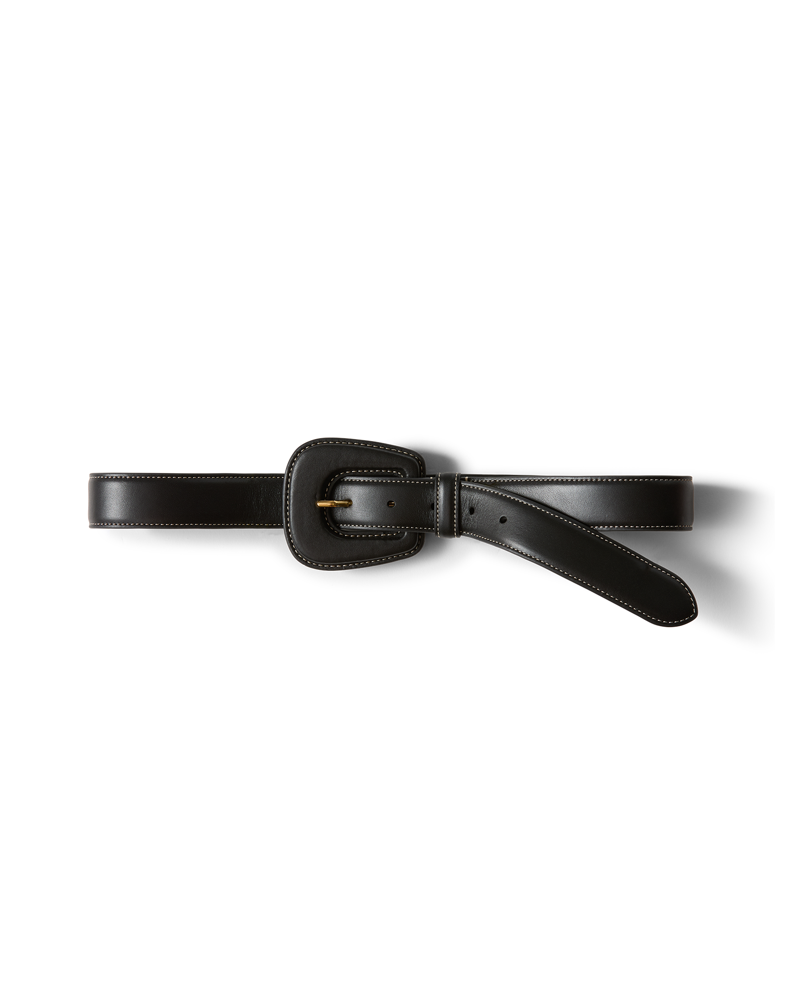 Veronica Beard Elsy Leather-Buckle Belt - Black