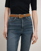 Veronica Beard Arch Suede Belt - Acorn