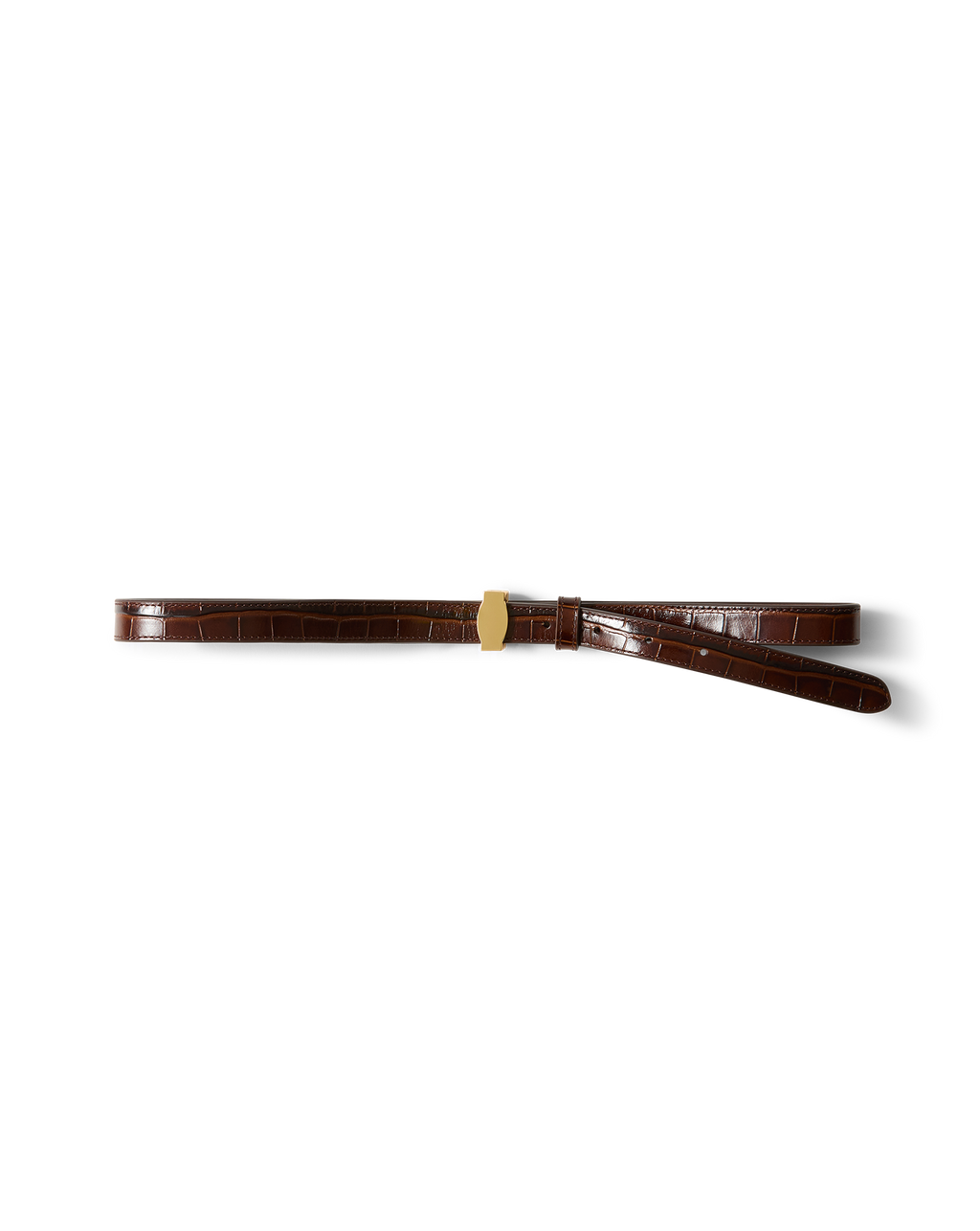Veronica Beard Dash Croc-Embossed Belt - Chestnut