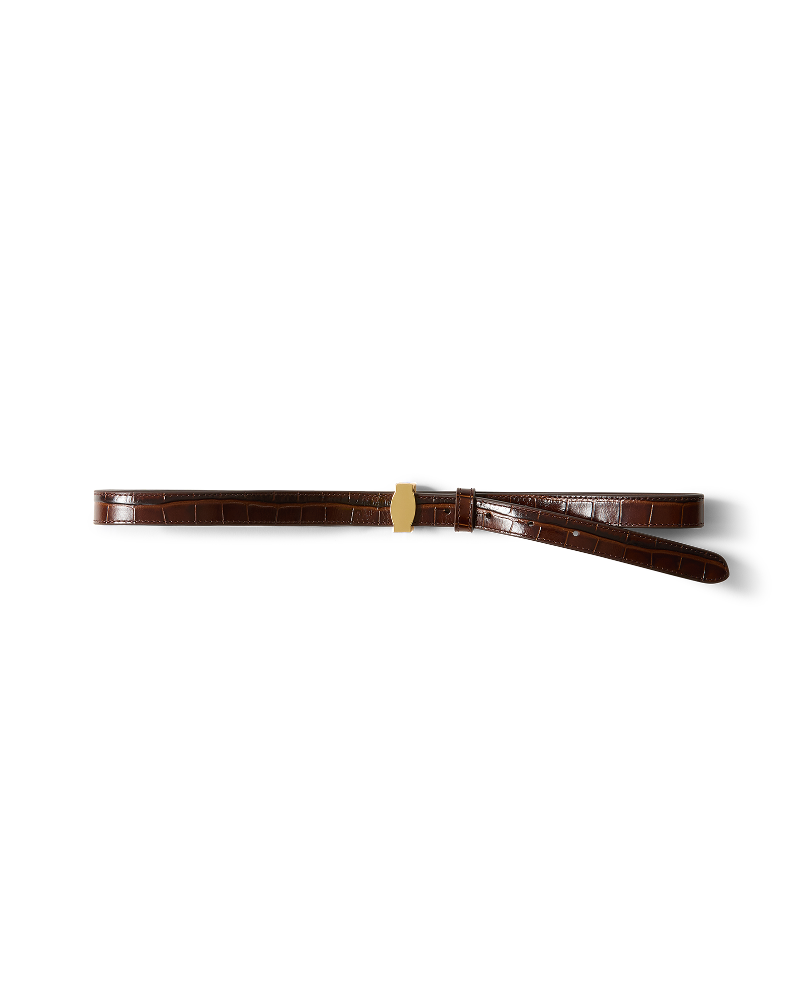 Veronica Beard Dash Croc-Embossed Belt - Chestnut