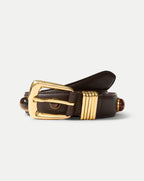 Veronica Beard Arch Embellished Leather Belt - Espresso