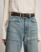 Veronica Beard Arch Embellished Leather Belt - Espresso