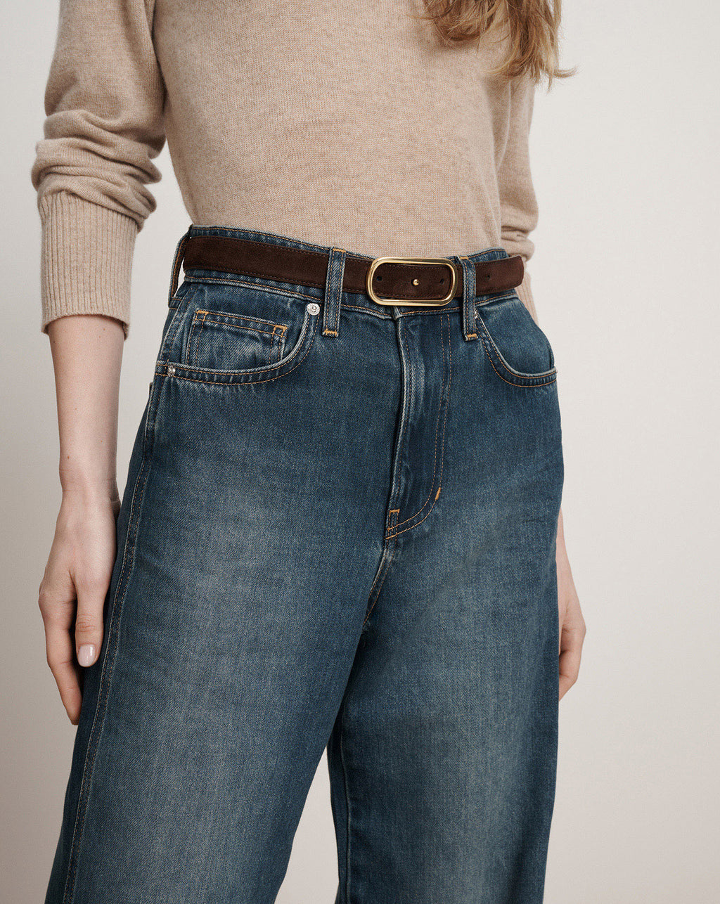 Veronica Beard Loop Suede Belt - Espresso