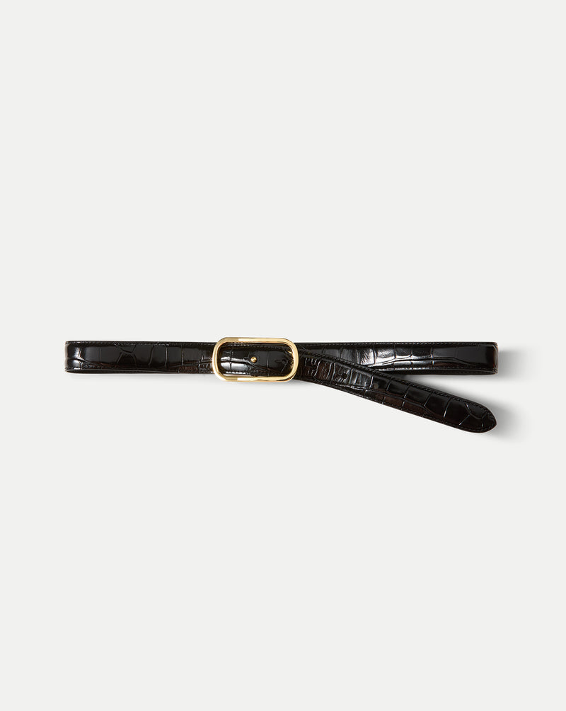 Veronica Beard Loop Croc-Embossed Belt - Black