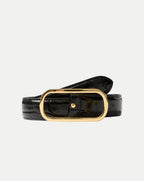 Veronica Beard Loop Croc-Embossed Belt - Black