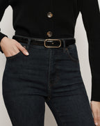Veronica Beard Loop Croc-Embossed Belt - Black