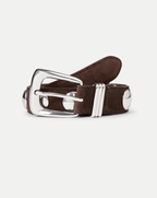 Veronica Beard Arch Suede Studded Belt - Espresso