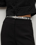 Veronica Beard Dash Leather Belt - Silver