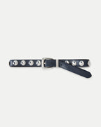 Veronica Beard Arch Studded Leather Belt - Navy