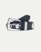 Veronica Beard Arch Studded Leather Belt - Navy