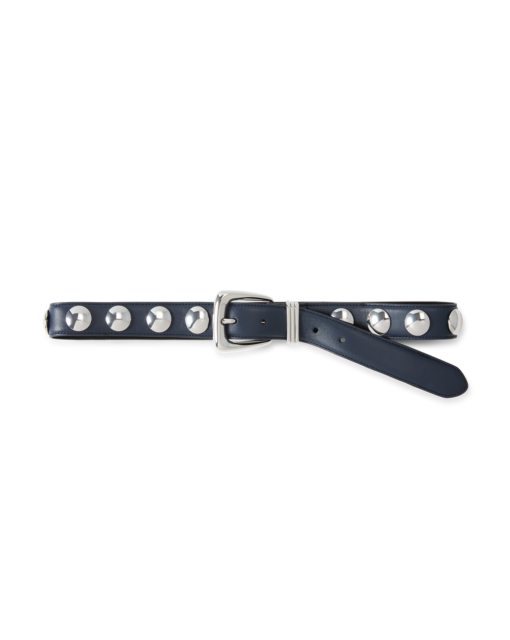 Veronica Beard Arch Studded Leather Belt - Navy
