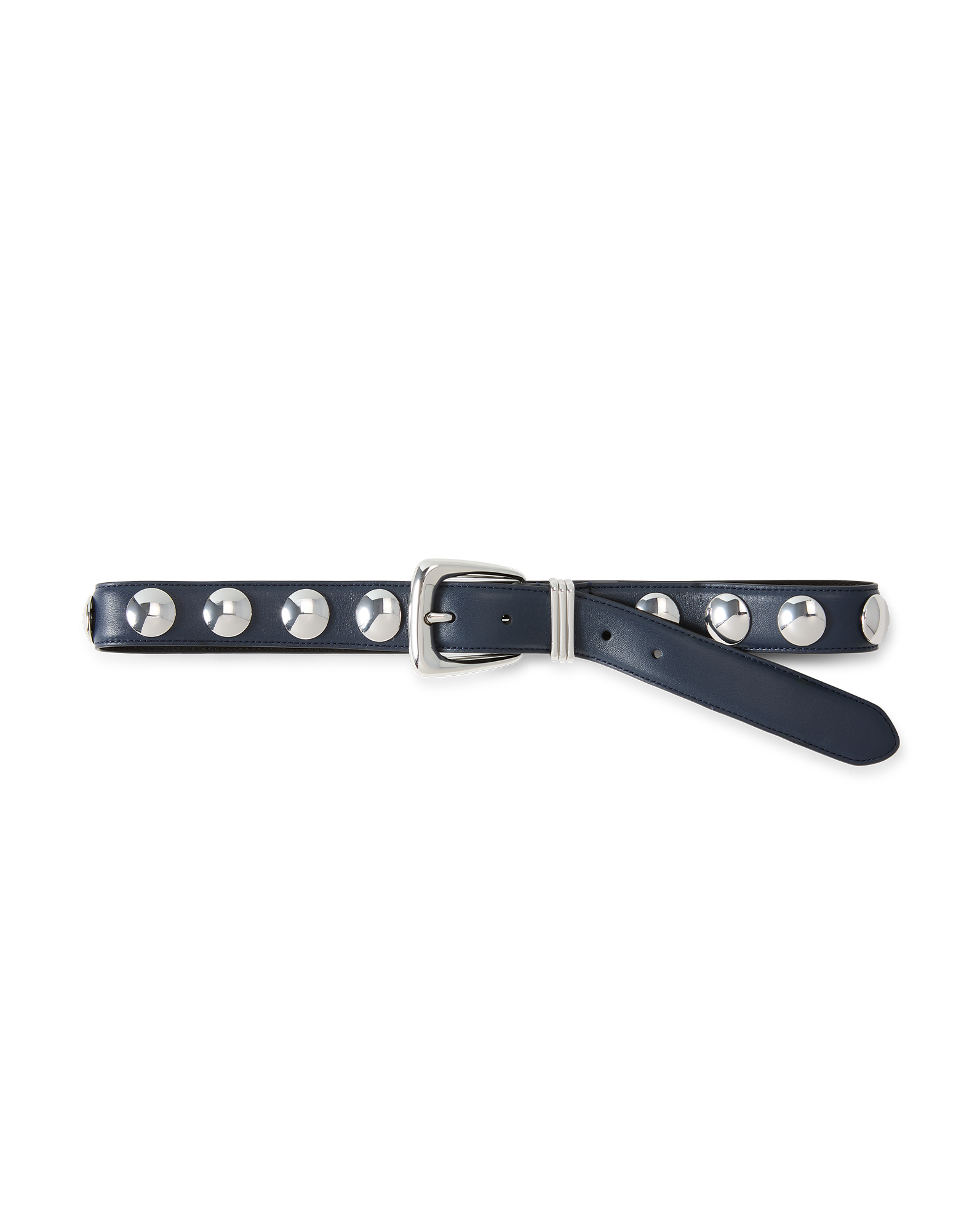 Veronica Beard Arch Studded Leather Belt - Navy
