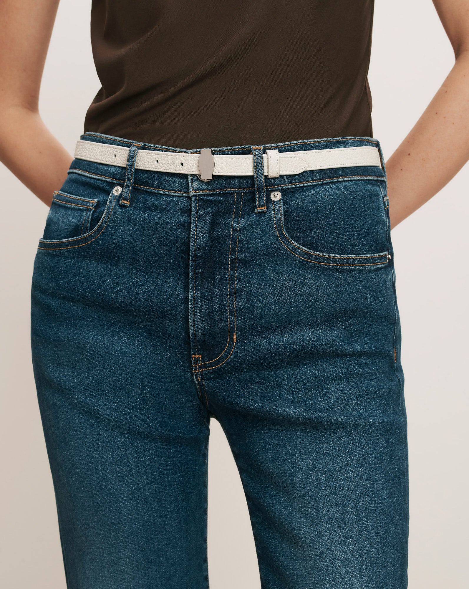 Veronica Beard Dash Leather Belt - Off-White