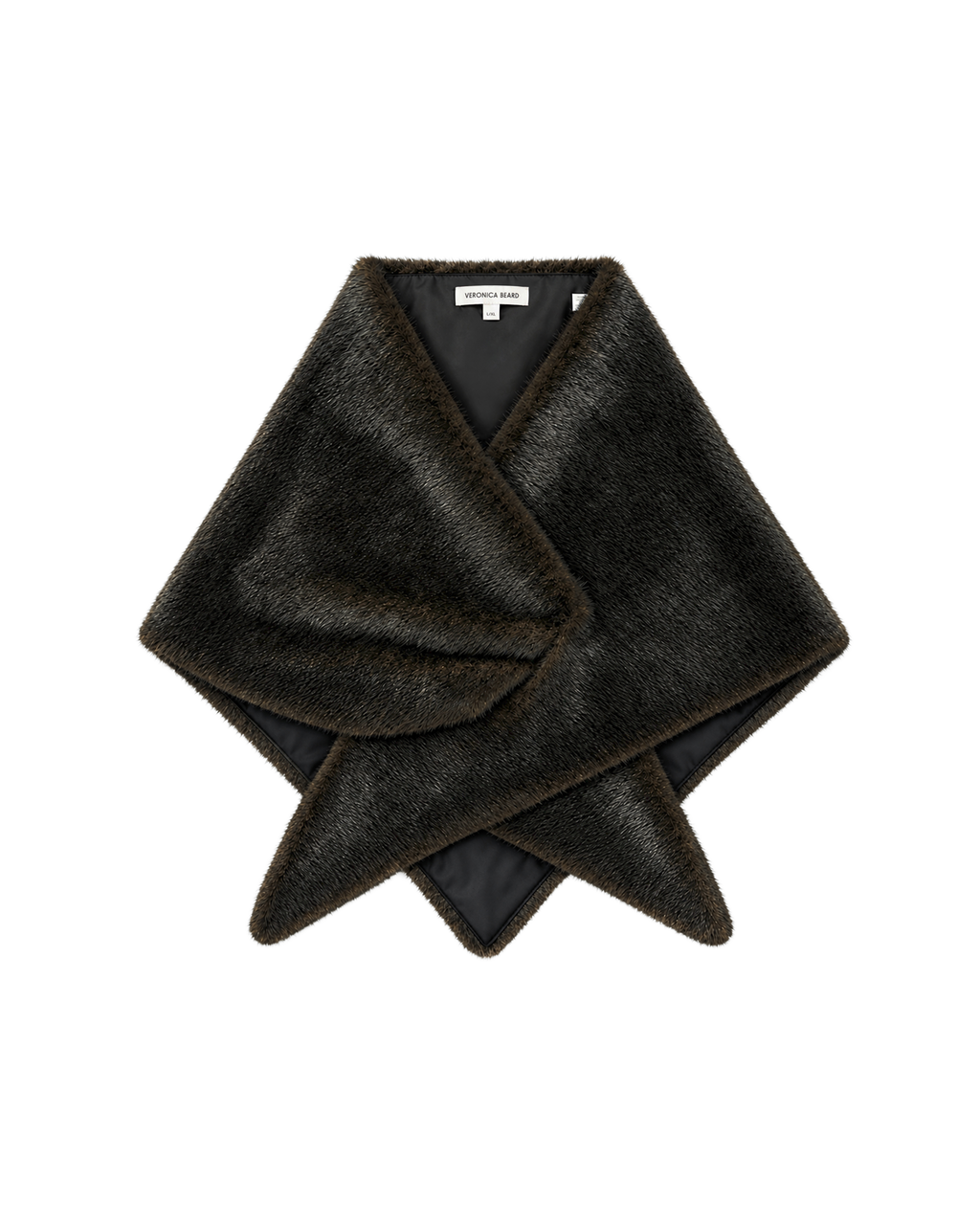 Veronica Beard Dark brown faux fur wrap scarf.