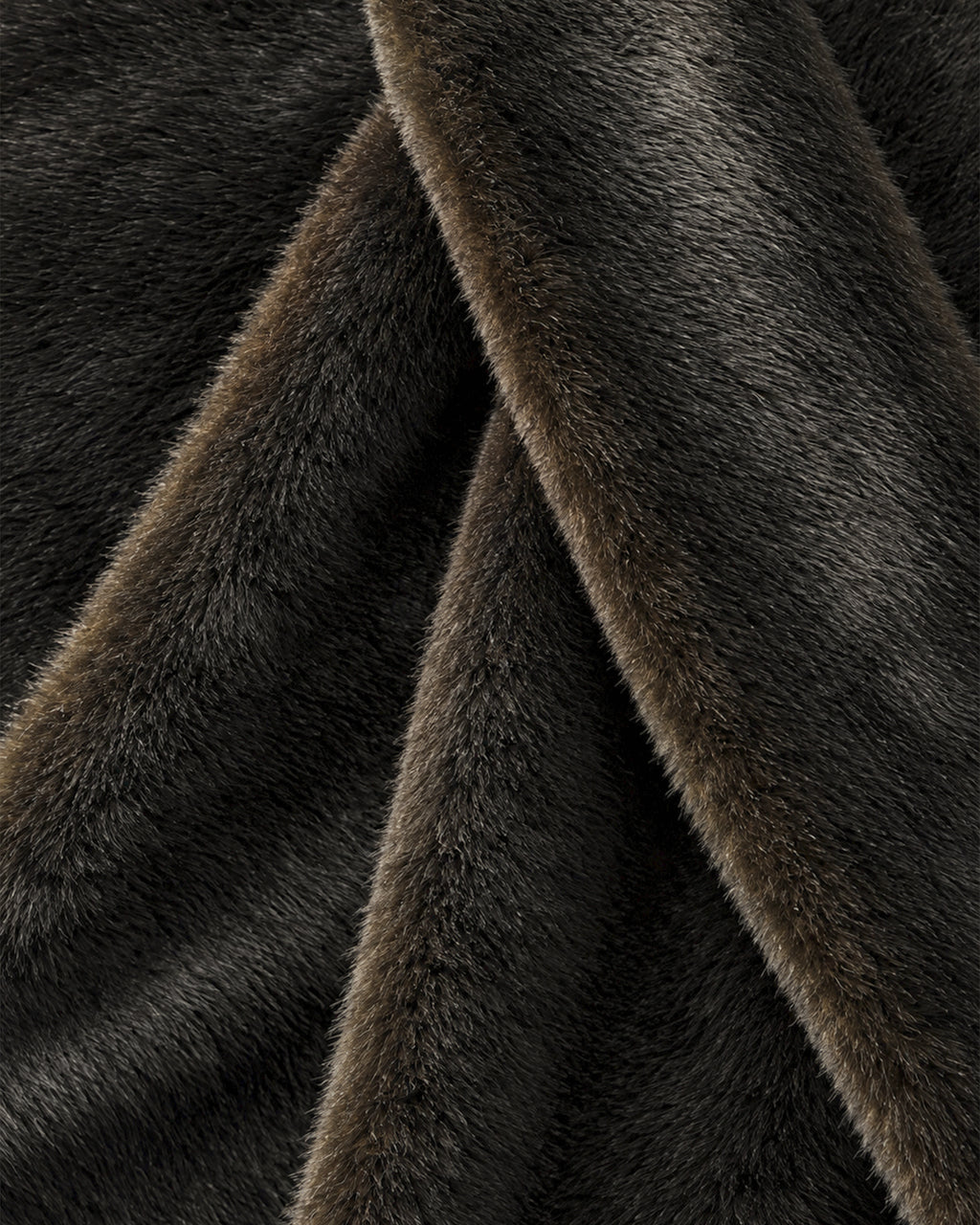 Veronica Beard Dark brown faux fur plush fabric texture.