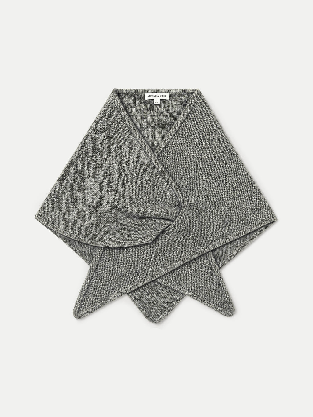 Veronica Beard Grey knit triangular wrap scarf.