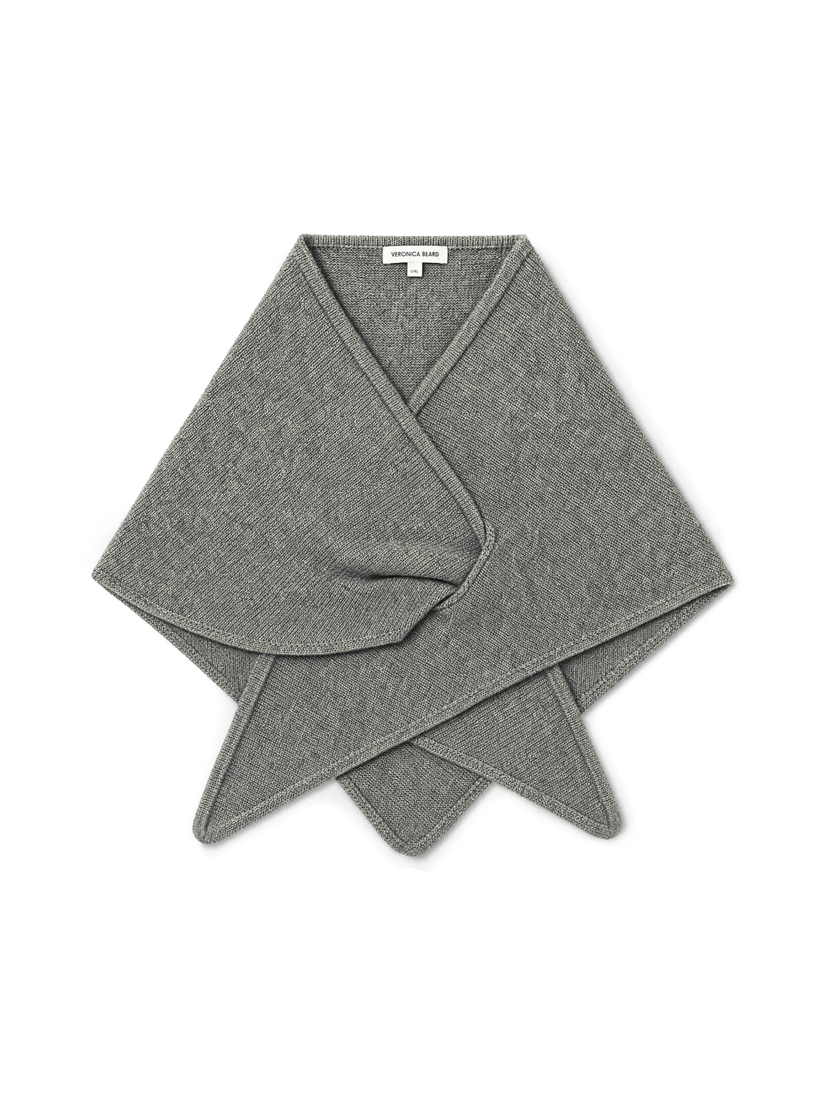 Veronica Beard Grey knit triangular wrap scarf.
