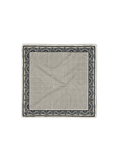 Veronica Beard White and black patterned silk pocket square