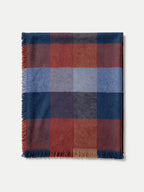 Veronica Beard Multi-color plaid fringed woven wool scarf.