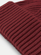 Veronica Beard Red ribbed knit beanie hat.