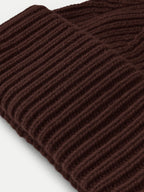Veronica Beard Dark brown ribbed knit beanie.