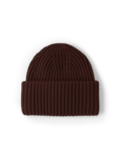 Veronica Beard Brown ribbed knit beanie with cuffed brim.