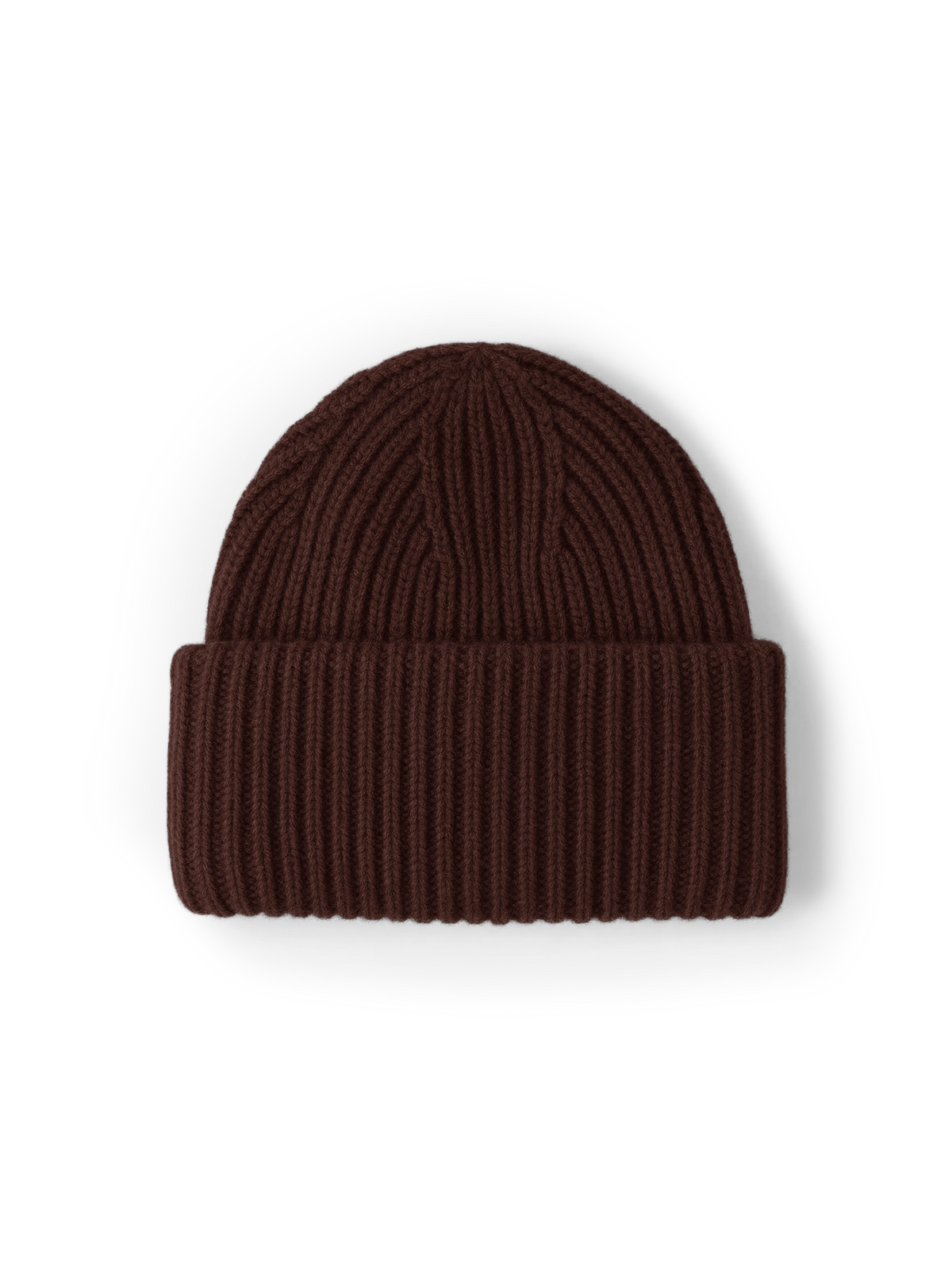 Veronica Beard Brown ribbed knit beanie with cuffed brim.
