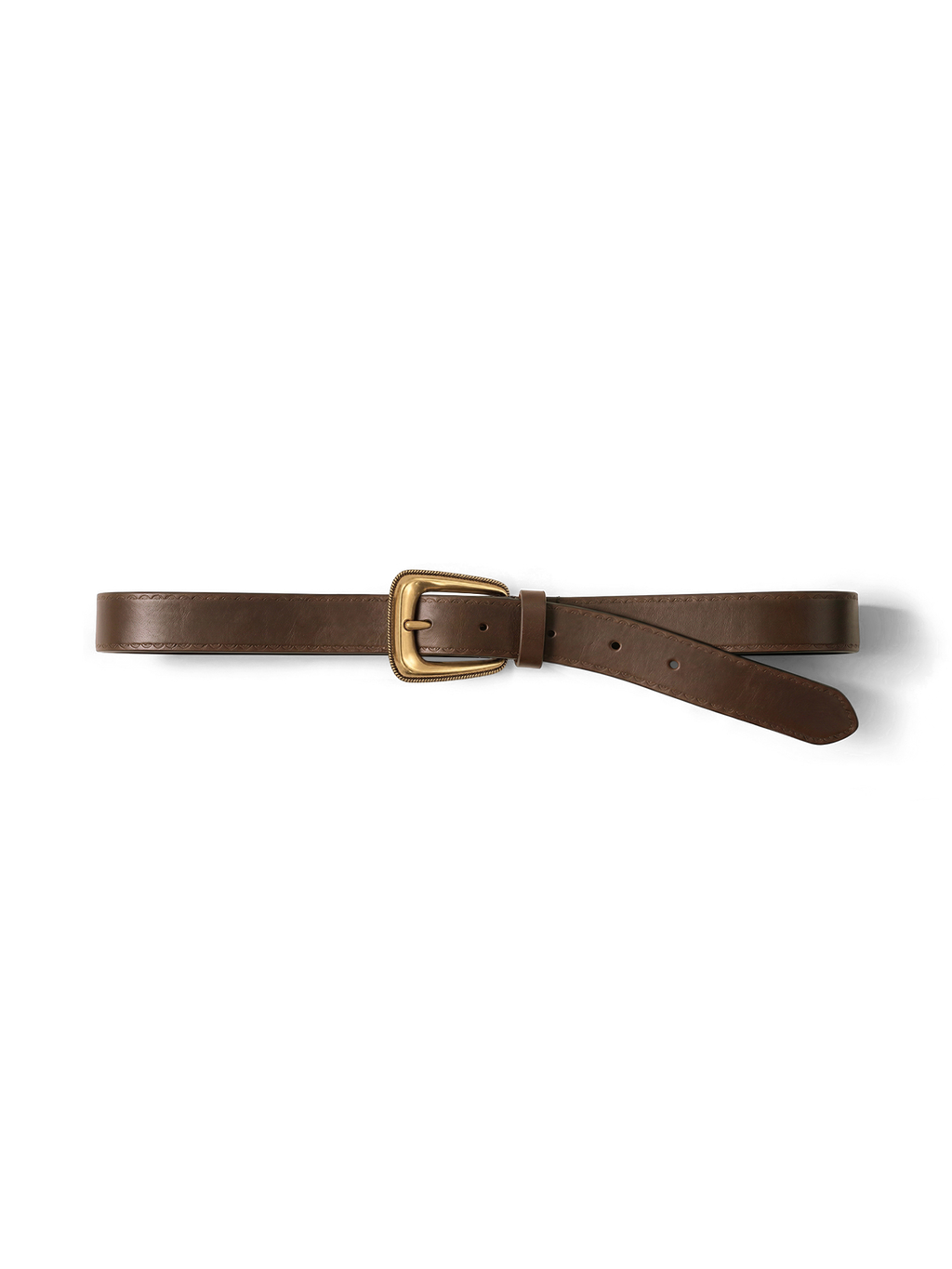 Veronica Beard Brown leather belt with a brass buckle.