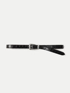 Slim Croc-Embossed Arch Belt