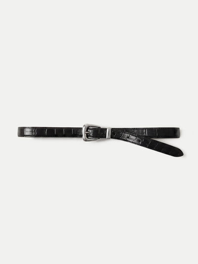 Slim Croc-Embossed Arch Belt