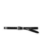Slim Croc-Embossed Arch Belt