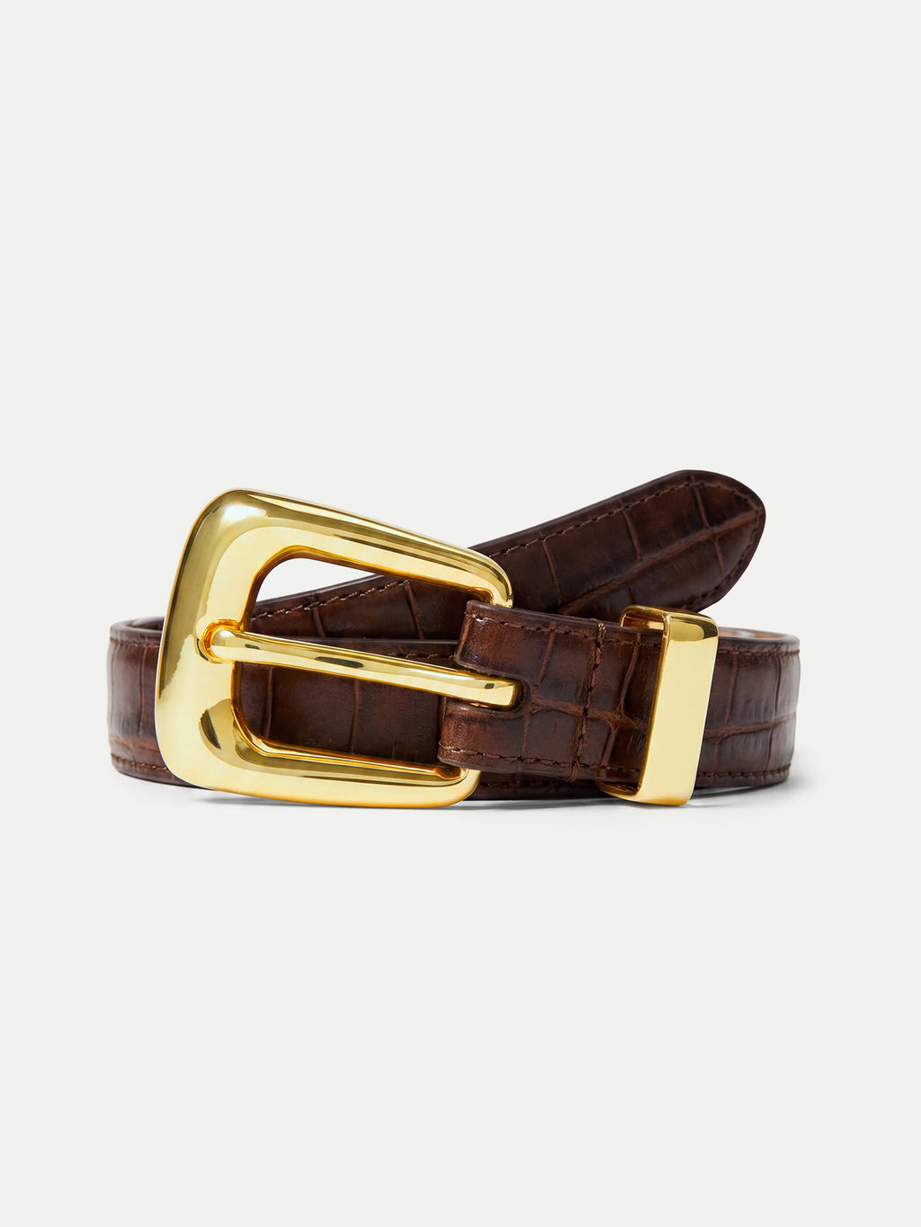 Ceinture Slim motif Croco avec Boucle Arche