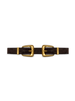 Veronica Beard Brown suede belt with two gold buckles