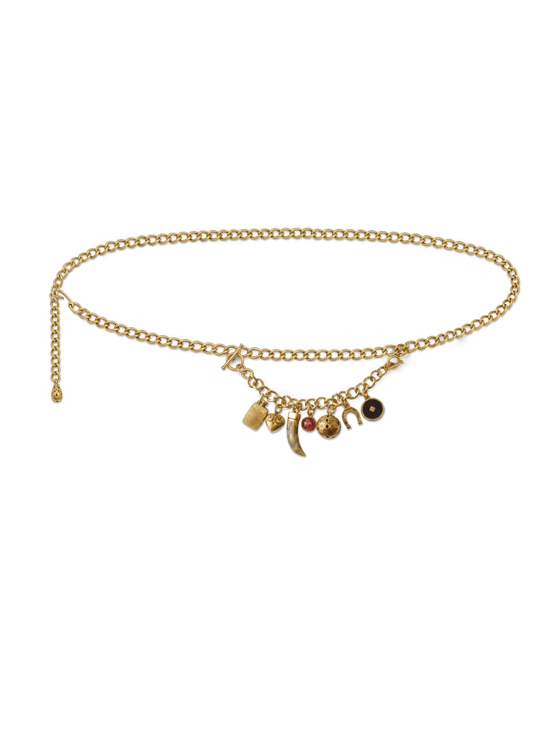 Veronica Beard Gold chain belt with charms