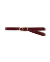 Veronica Beard Burgundy crocodile leather belt with gold buckle.