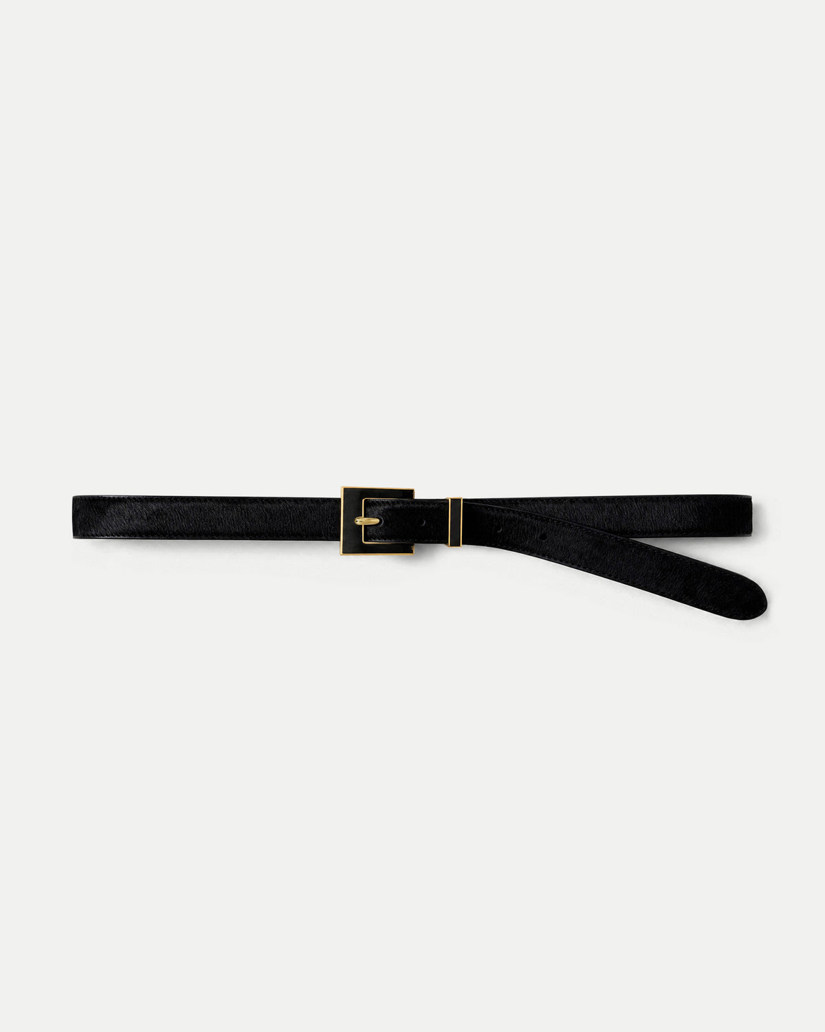 Veronica Beard Black textured leather belt with gold buckle.