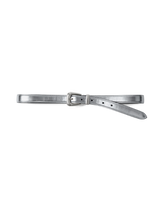 Veronica Beard Metallic silver leather belt with silver buckle.