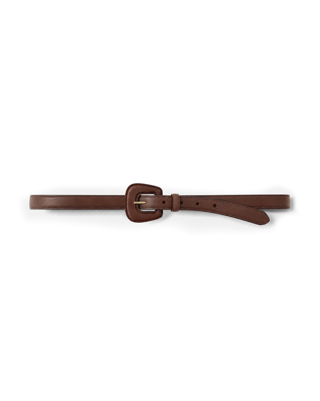 Veronica Beard Brown leather belt with square buckle.