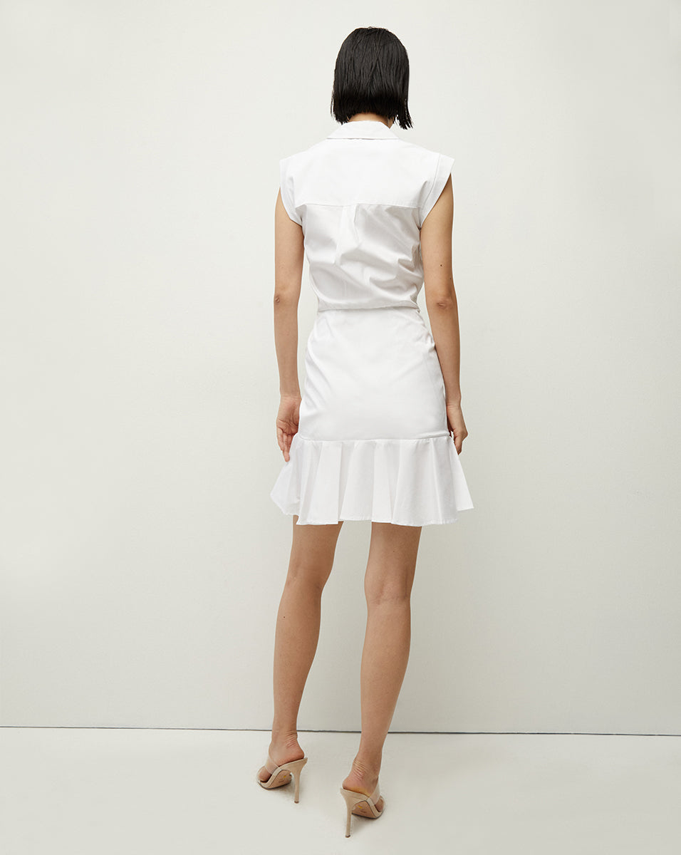 Veronica Beard Bell Button Down Ruched Shirtdress