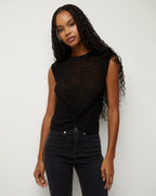 Veronica Beard Kellen Twist-Front Sweater - Black