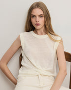 Veronica Beard Kellen Twist-Front Sweater - Ivory
