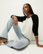 Veronica Beard Albertina Cashmere Sweater Black/ivory