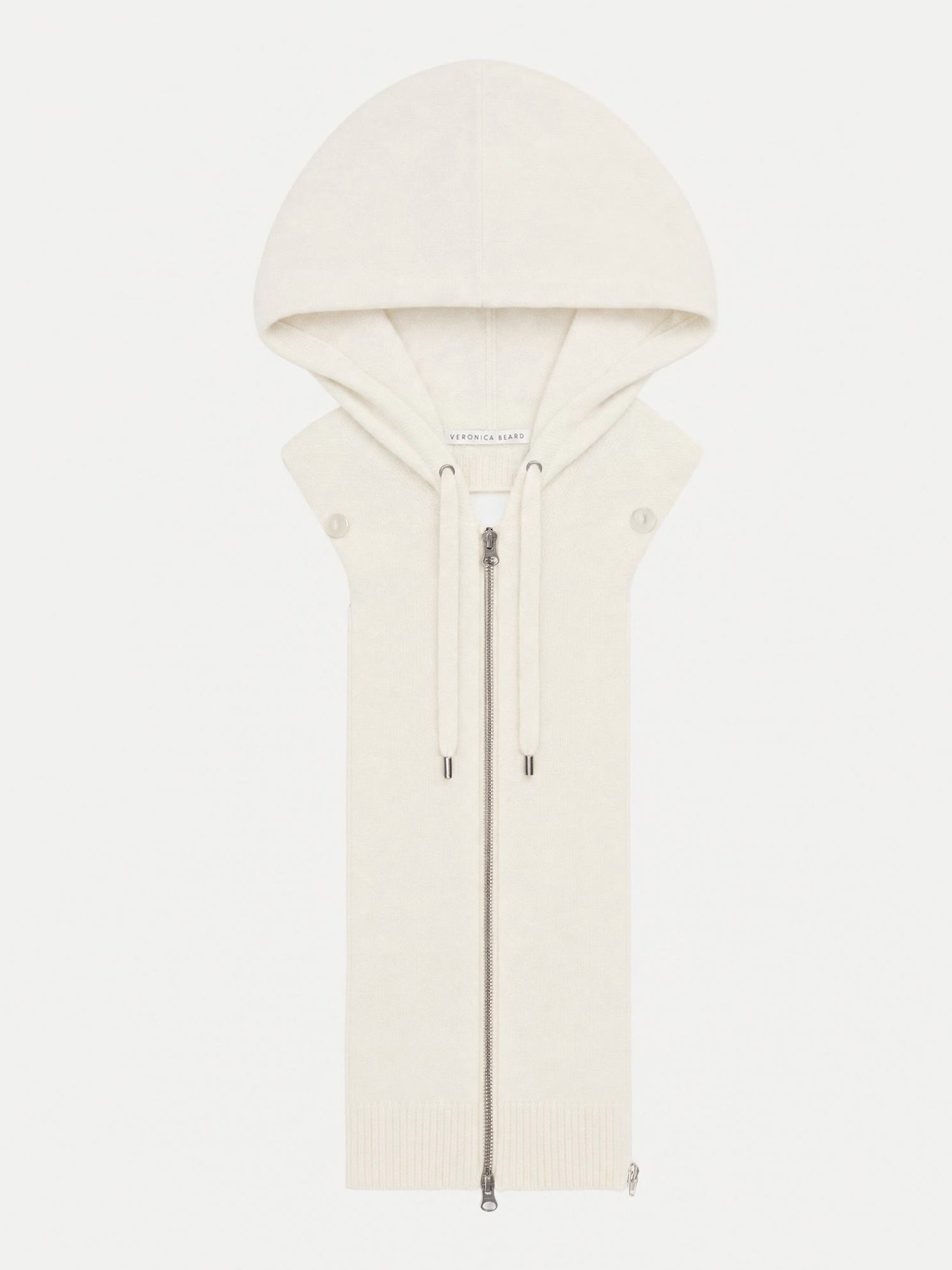 Veronica Beard Cream knit hooded dickey with full zipper