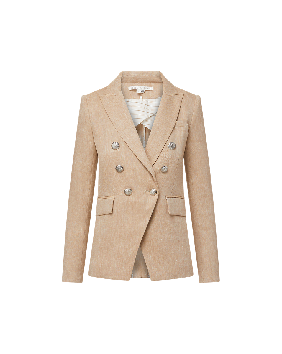 Veronica Beard Miller Linen Dickey Jacket - Khaki Melange