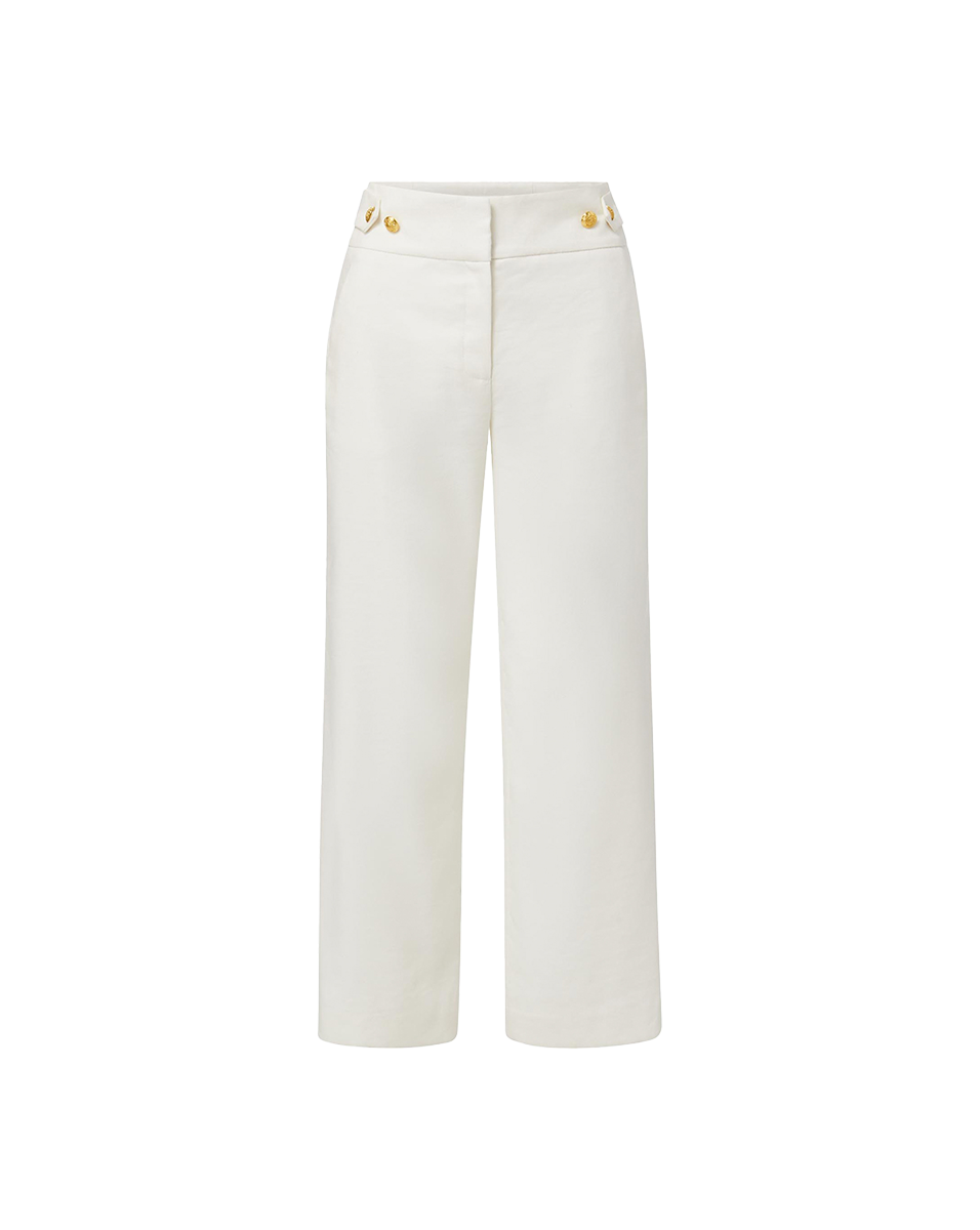 Veronica Beard Aubrie Cropped Wide-Leg Pant - Off-White