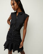 Veronica Beard Bell Button Down Ruched Shirtdress