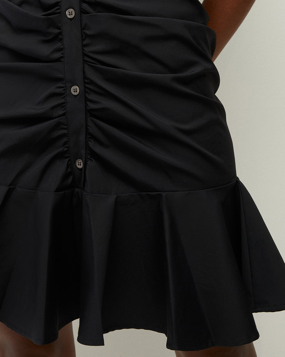 Veronica Beard Bell Button Down Ruched Shirtdress