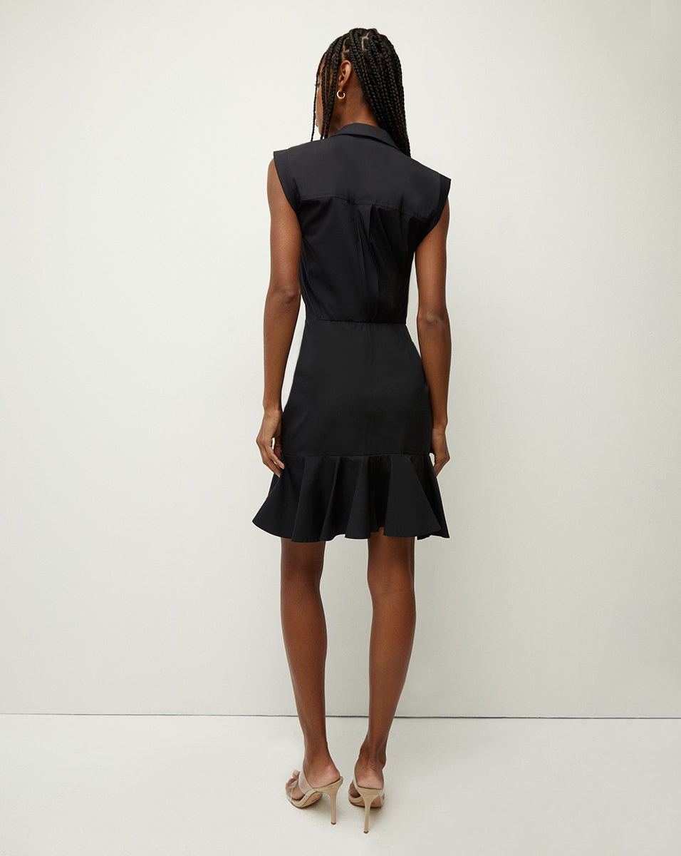 Veronica Beard Bell Button Down Ruched Shirtdress